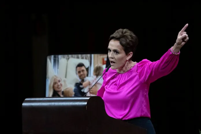 Kari Lake is seen at a vigil for Charlie Kirk in DC.