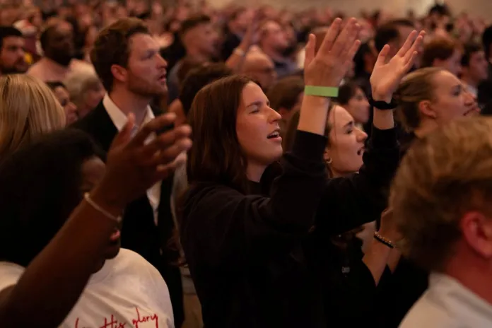 Attendees seen at the Charlie Kirk vigil in DC.