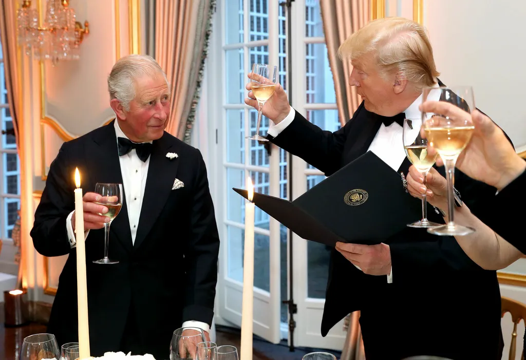 President Donald Trump and Britain's Prince Charles toast.