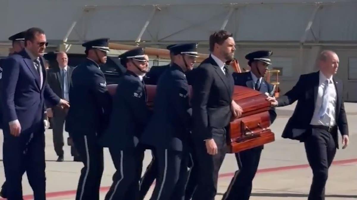 Vice President JD Vance escorts casket of Charlie Kirk in Utah.
