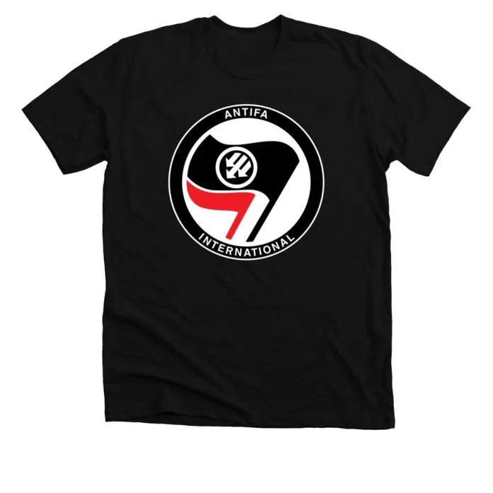 Antifa International shirt available as a "perk" for donating to the defense fund.