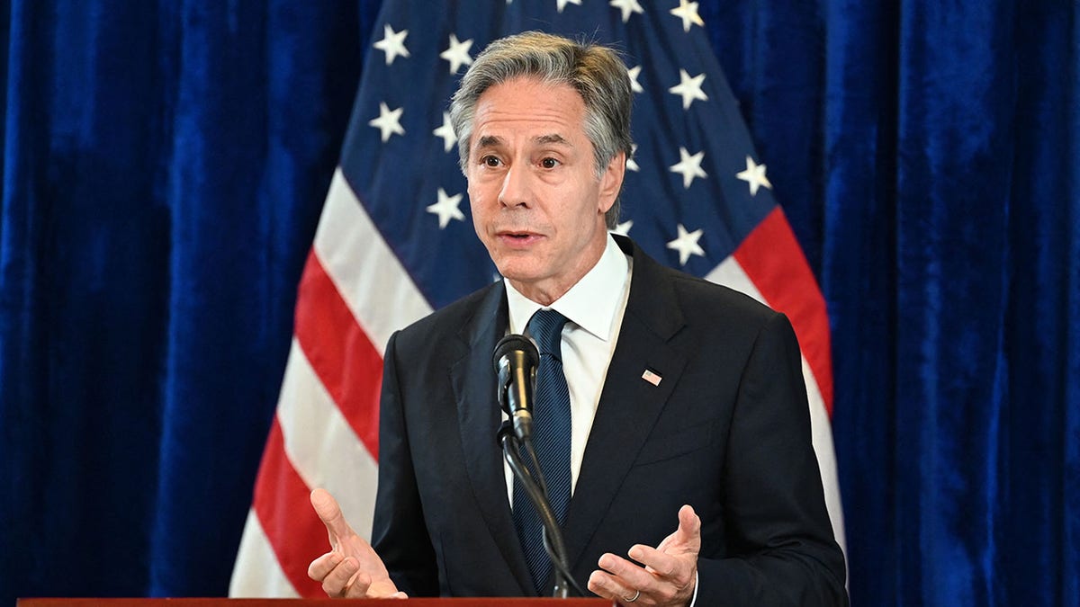 Former Secretary of State Antony Blinken at a speaking engagement.