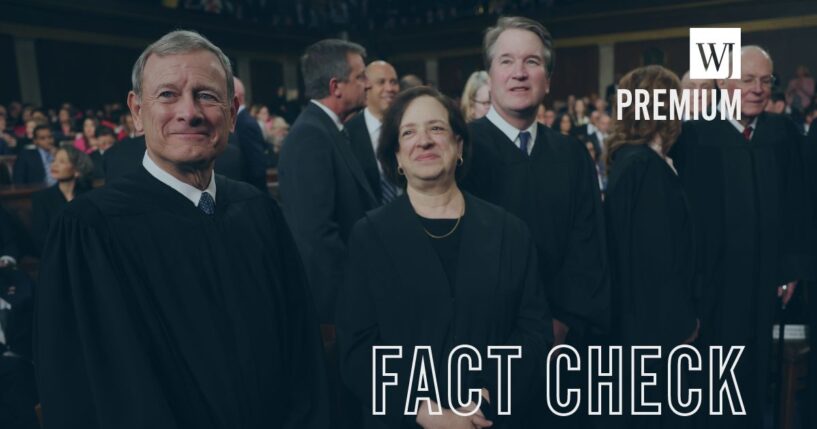 Chief Justice John Roberts, Justice Elena Kagan, and Justice Brett Kavanaugh attend President Donald Trump's address to a joint session of Congress at the U.S. Capitol on March 4, 2025, in Washington, D.C.