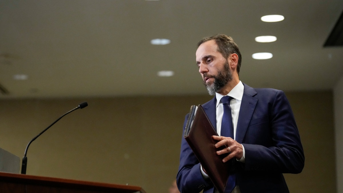 Special Counsel Jack Smith arrives to remarks on a recently unsealed indictment including four felony counts against former President Donald Trump in Washington, D.C. (Photo by Drew Angerer/Getty Images)
