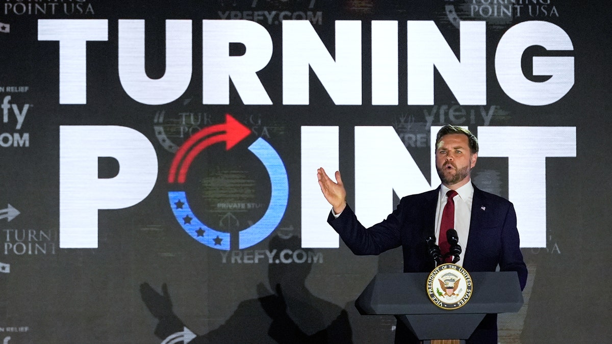 Vice President JD Vance speaks during TPUSA Ole Miss Event