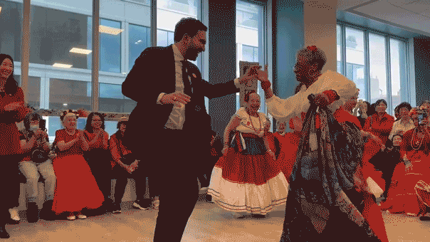 Zohran Mamdani dances with seniors on the Lower East Side