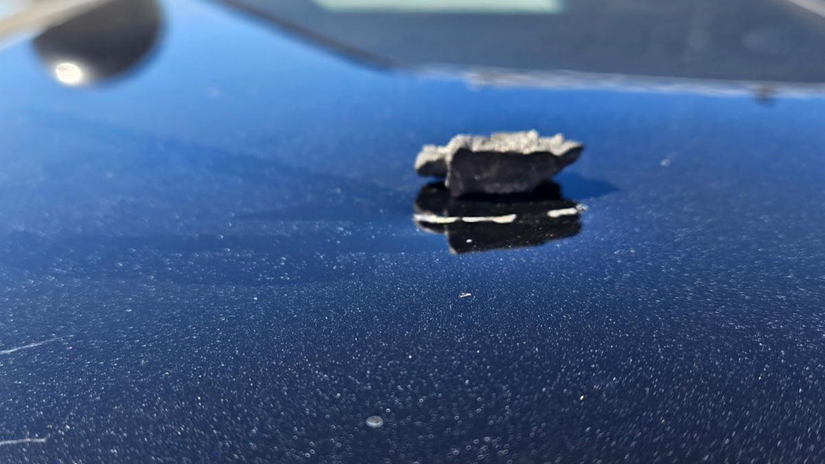 Shrapnel on CHP vehicle.