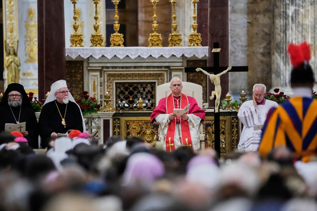 Pope Leo XIV, center, presides over a commemoration of the martyrs and witnesses of the faith of the 21st century with representatives of other churches and Christian communions