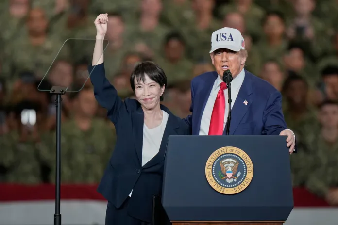 Japanese Prime Minister Sanae Takaichi and President Donald Trump.