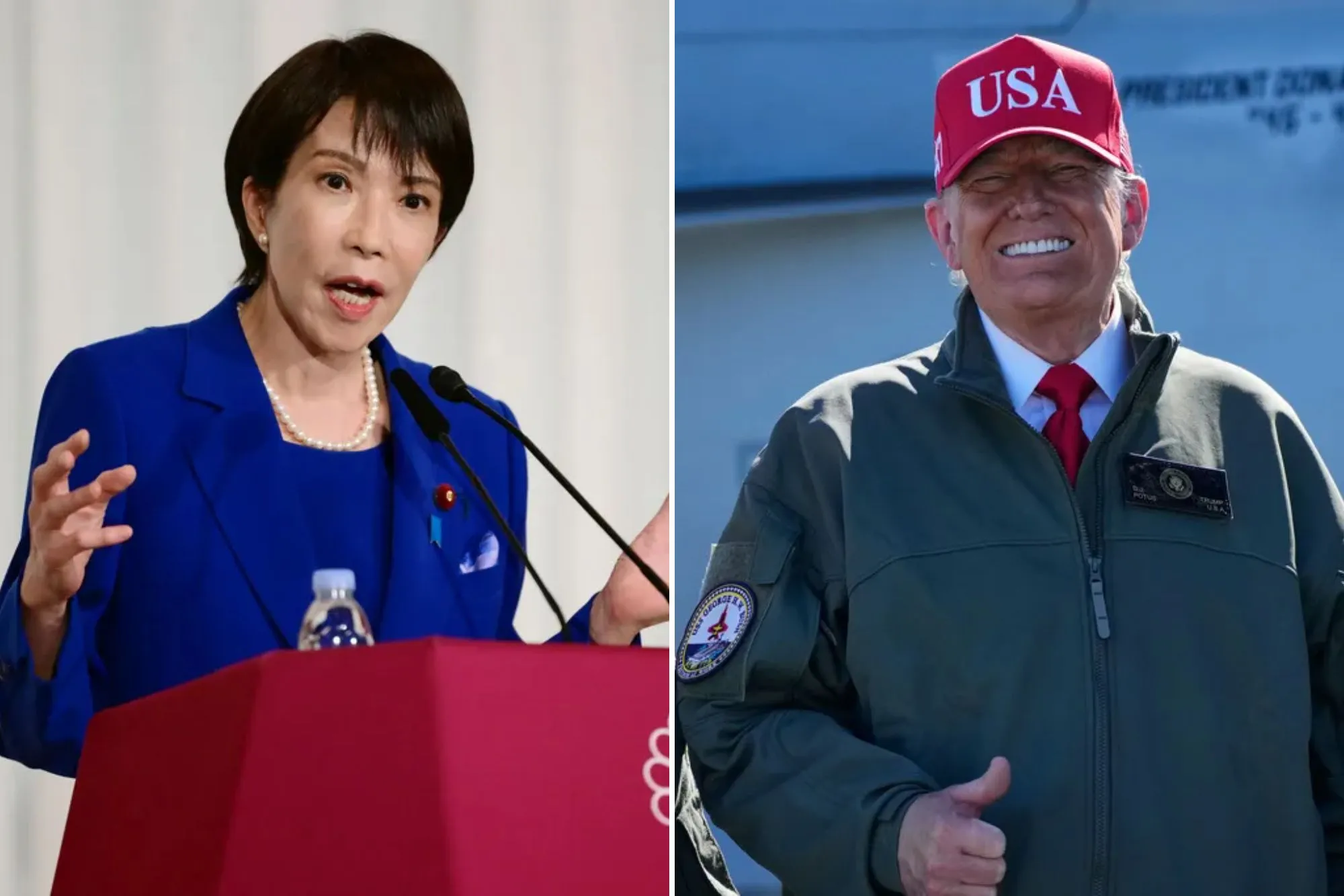 Japanese LDP President Sanae Takaichi and President Donald Trump. 