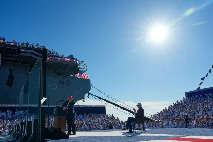 Trump speaks at the Navy's 250th anniversary.