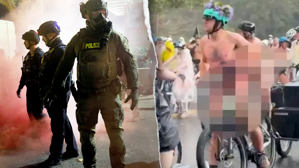 A split of federal law enforcement agents and nude bicycle protesters