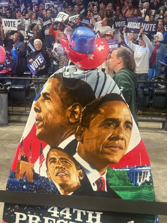 An Obama supporter at a Virginia rally.