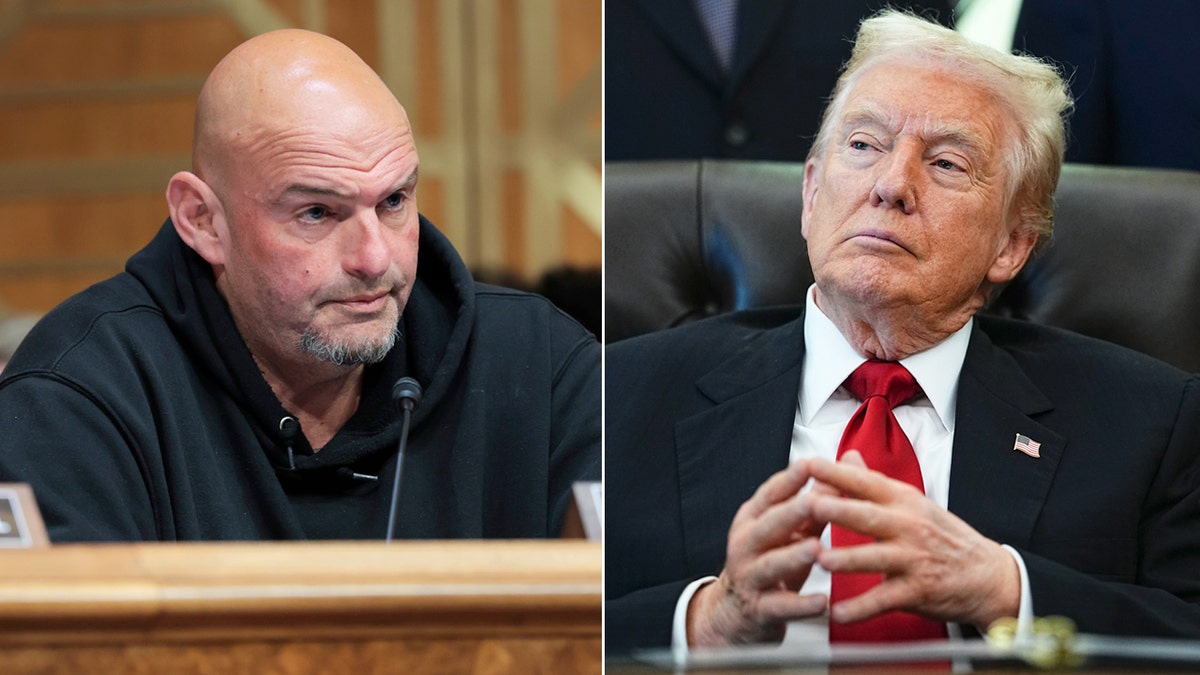 Left: Sen. John Fetterman; Right: President Donald Trump