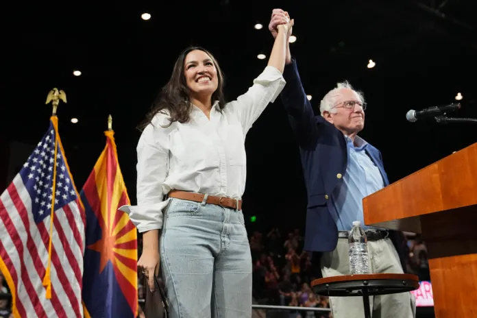 Bernie Sander and Alexandria Ocasio-Cortez.
