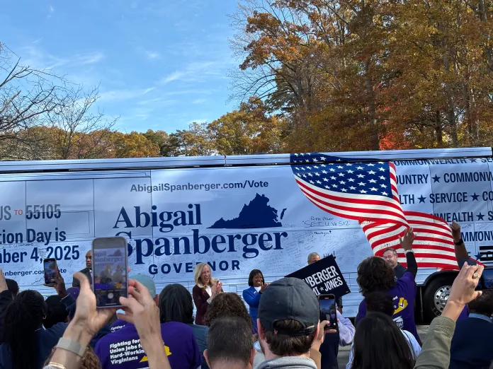Abigail Spanberger Woodbridge bus stop.
