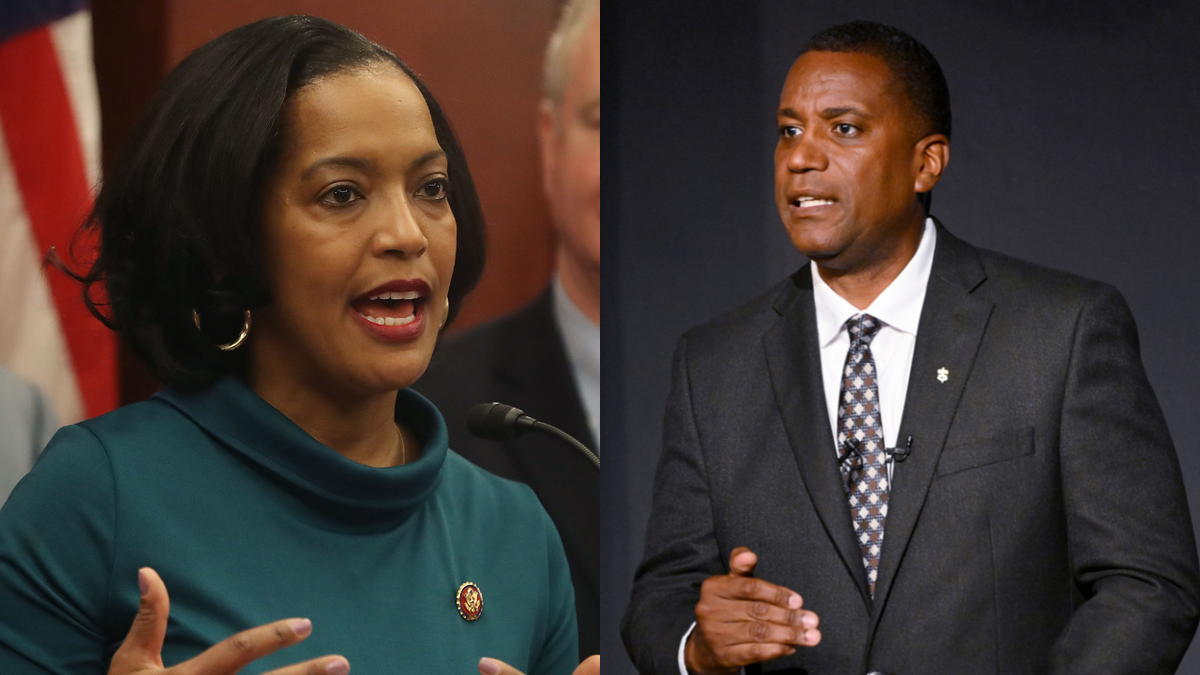 Jahana Hayes, D-CT (left) and her 2024 GOP challenger George Logan (right).