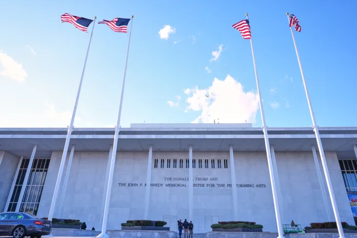 New signage, The Donald J. Trump and The John F. Kennedy Memorial Center For The Performing Arts, is unveiled on the Kennedy Center, Friday, Dec. 19, 2025, in Washington. 