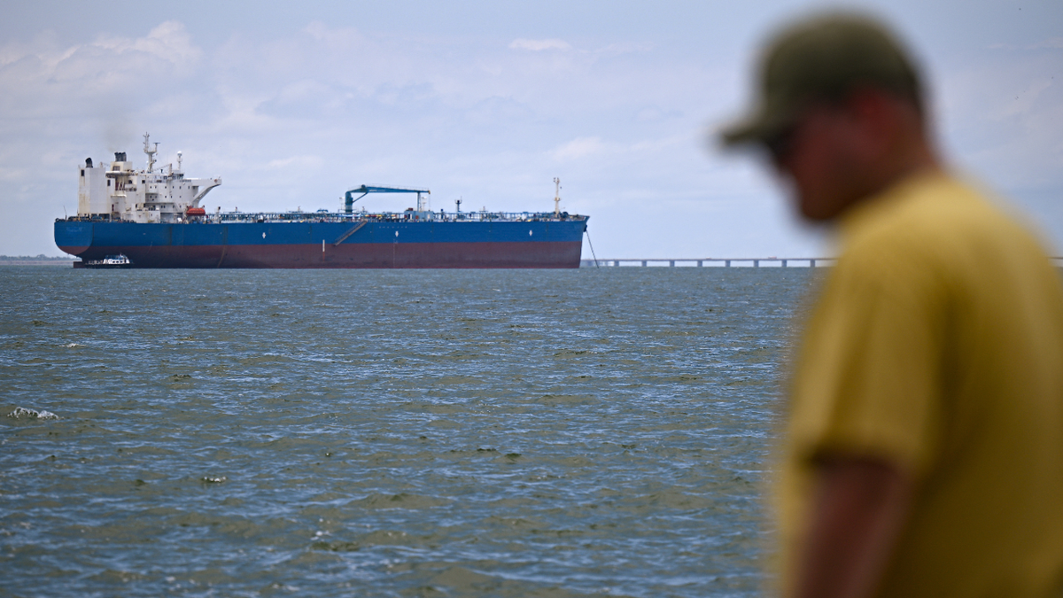 A crude oil tanker waits its turn to be loaded with crude oil at Lake Maracaibo in Maracaibo, Zulia State, Venezuela on May 9, 2025.