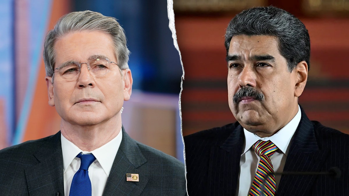 Split image of Scott Bessent and Maduro