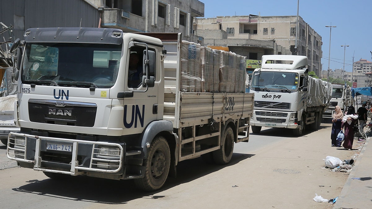 UNRWA aid trucks