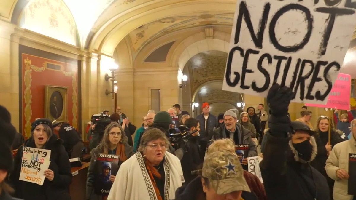 Agitators inside the Minnesota State Capitol.