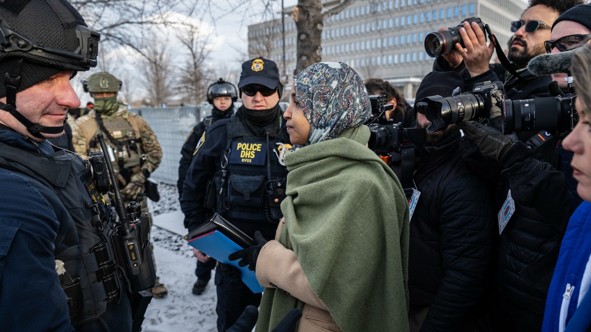 Minnesota representative Ilhan Omar at Minneapolis federal building