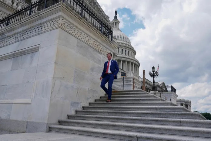 Rep. August Pfluger, R-Texas, departs the U.S. Capitol