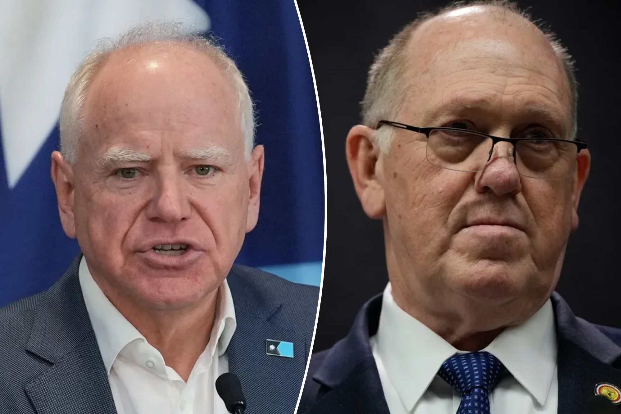 Gov. Tim Walz (D-MN) on the left, White House border czar Tom Homan on the right.