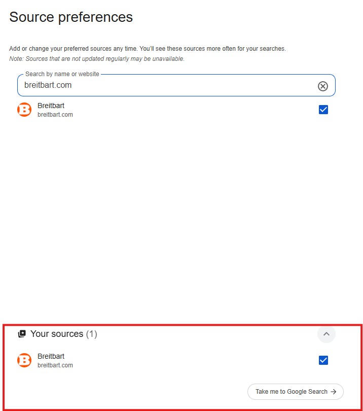 Google source preference step 2