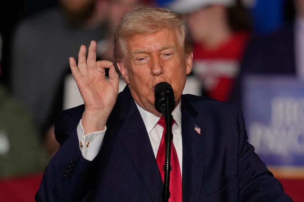 President Donald Trump speaks about the economy at a rally