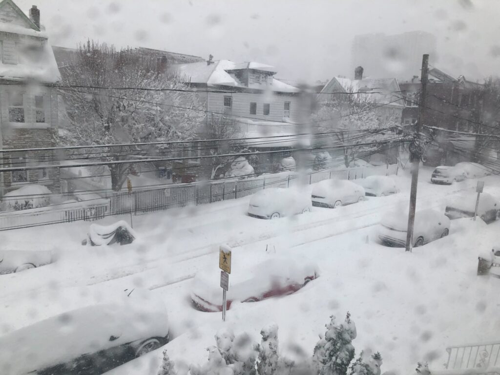 A view of Union City, NJ, shows just how deep the snow has fallen in the past 24-hours. (Frances Martel/Breitbart)