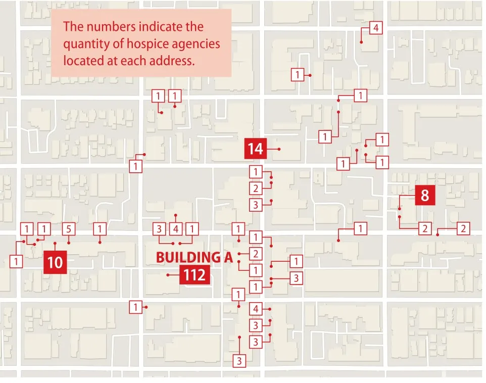The state audit found 210 active hospice agencies located within one mile of each other in Van Nuys, a Los Angeles neighborhood. (California State Auditor’s Office)