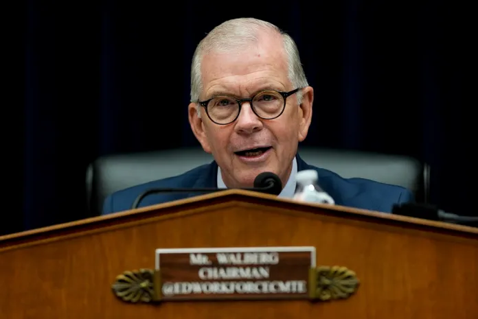 Rep. Tim Walberg (R-MI) speaks during a House Education and Workforce hearing, Thursday, June 5, 2025, on Capitol Hill in Washington, D.C.