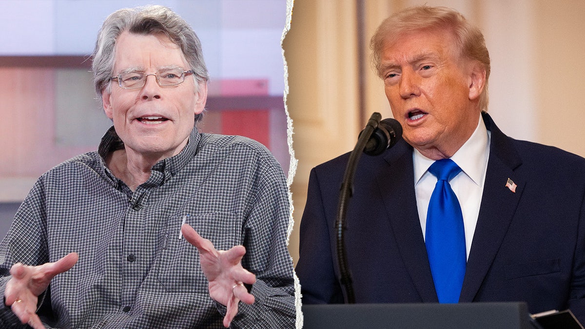 Stephen King, left, pictured alongside president Donald Trump, right