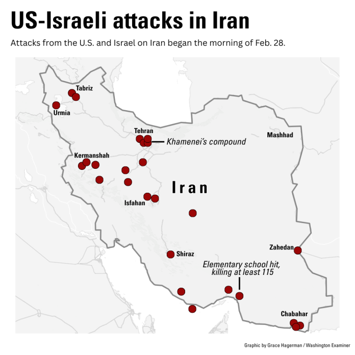 Map of US-Israeli attacks in Iran