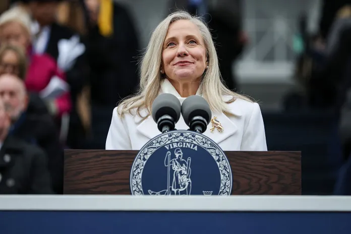 Virginia Governor Abigail Spanberger speaks after being sworn into office at the Virginia State Capitol January 17, 2026 in Richmond, Virginia.&nbsp;Spanberger&nbsp;is&nbsp;the first woman elected to the Commonwealth of Virginia’s highest office. (Photo by Win McNamee/Getty Images)