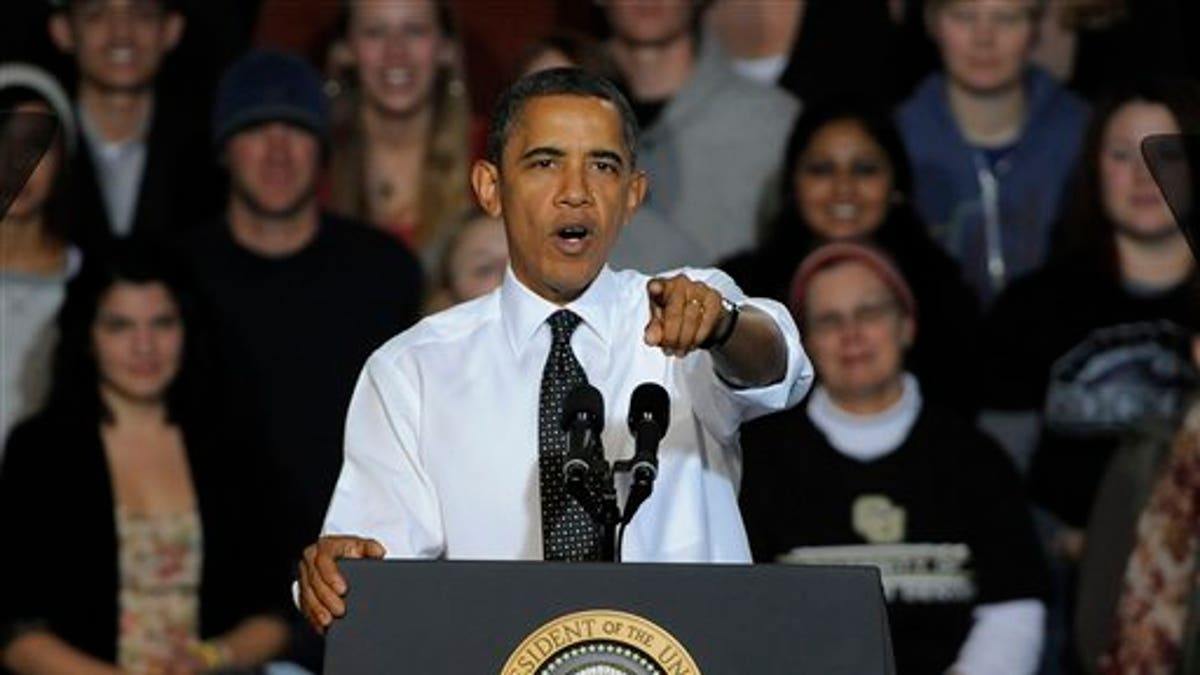 Oct. 26, 2011: President Obama makes a speech about managing student debt during an event at the University of Colorado Denver Downtown Campus in Denver.