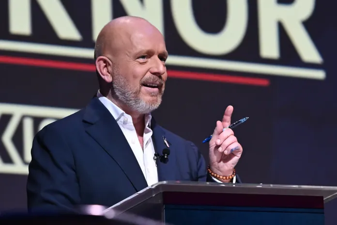Steve Hilton speaks during the California gubernatorial candidate debate.