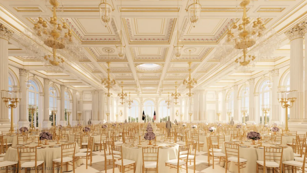 A rendering of the new White House ballroom interior.