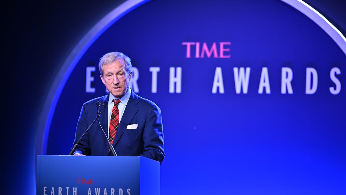 Tom Steyer speaking onstage at the 2024 TIME Earth Awards Gala in New York City