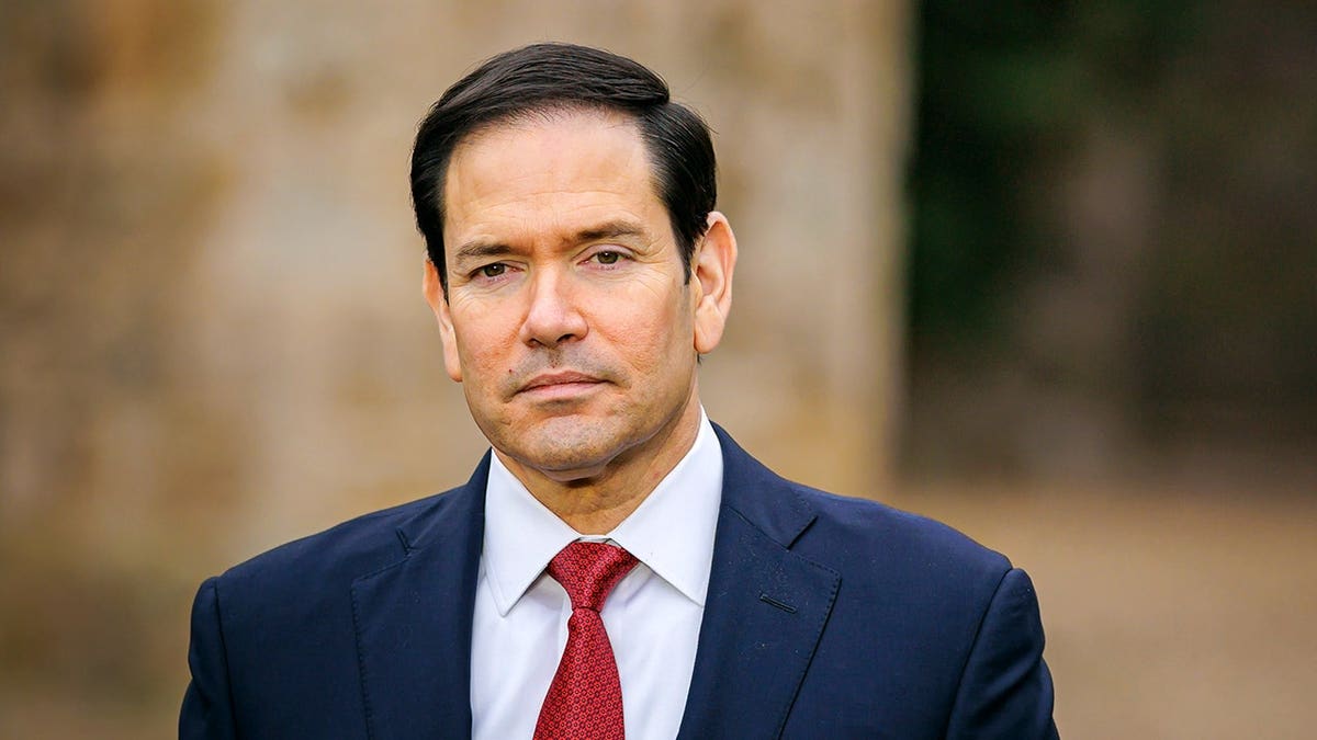 Marco Rubio standing at the G7 Foreign Ministers' Meeting in Cernay-la-Ville, France