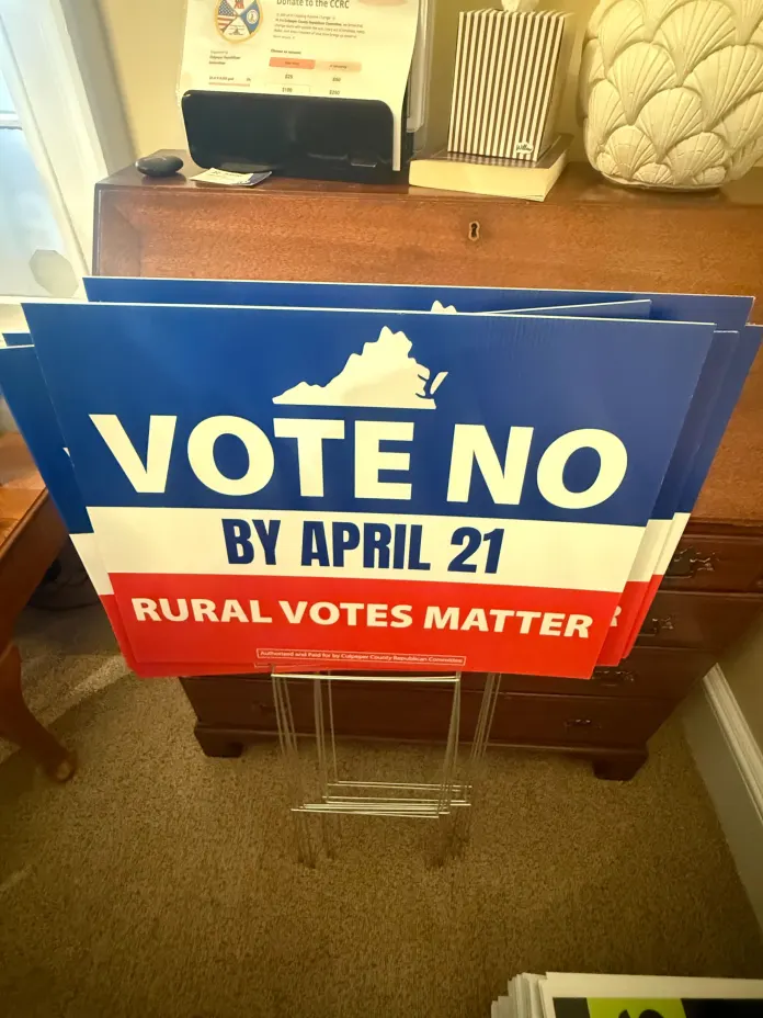 "Vote no" to Virginia redistricting signs in Culpepper, VA. (Washington Examiner/Adisa Hargett-Robinson)