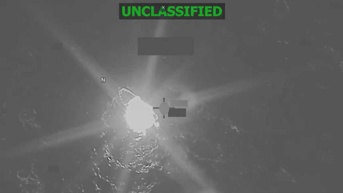 smoldering wreckage of alleged drug trafficking vessel in the Pacific after U.S. strike