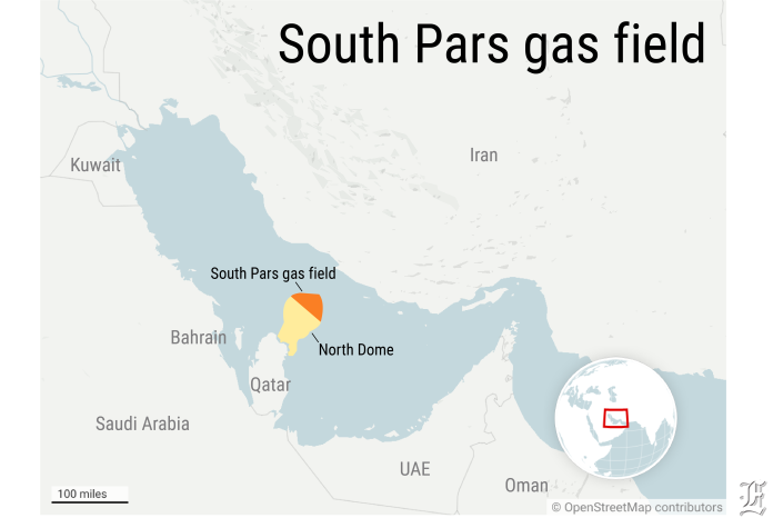 Map of where south pars gas field is
