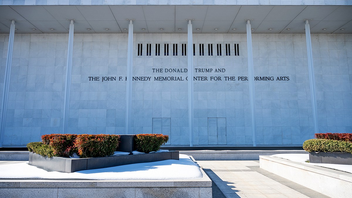 Sign on the John F. Kennedy Center for the Performing Arts building