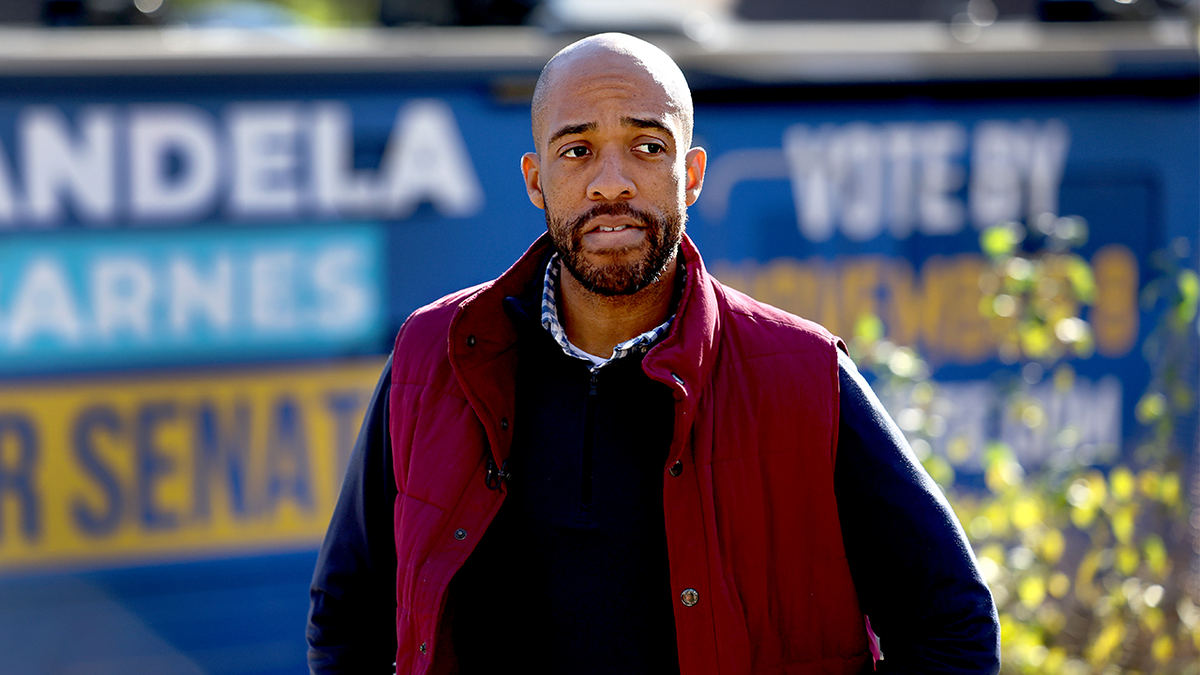 Senate candidate Mandela Barnes leaving a canvas launch event in Glendale, Wisconsin