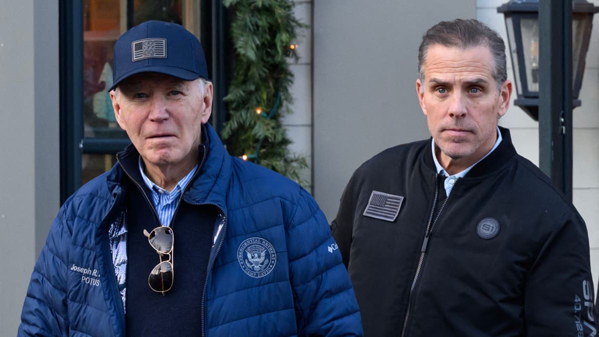 President Joe Biden and son Hunter Biden stepping out of a bookstore in Nantucket