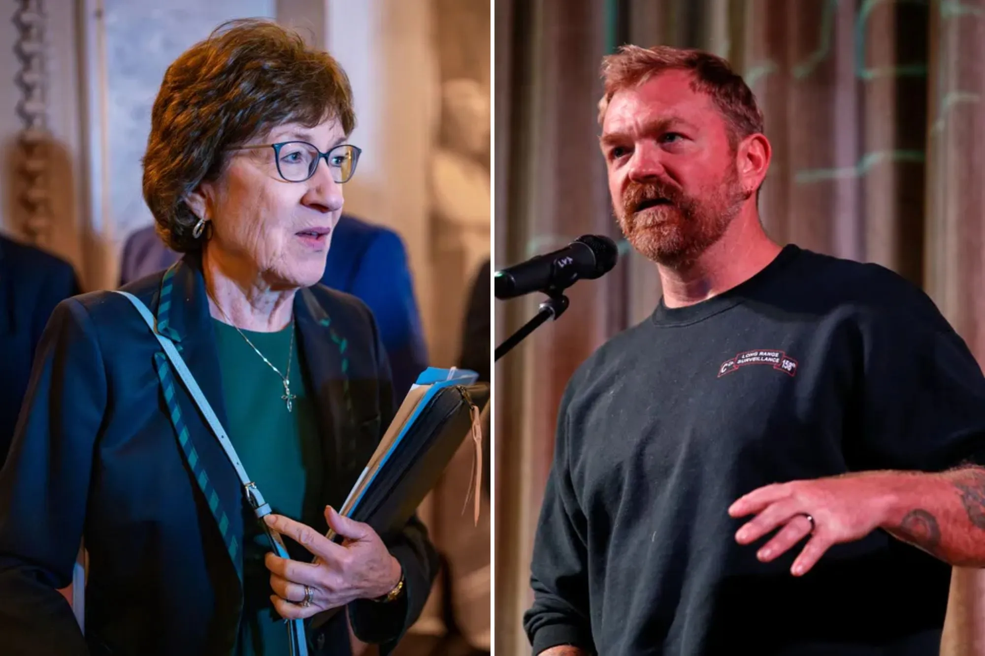 From l-r: Sen. Susan Collins (R-ME) and presumptive Maine Democratic Senate nominee Graham Platner