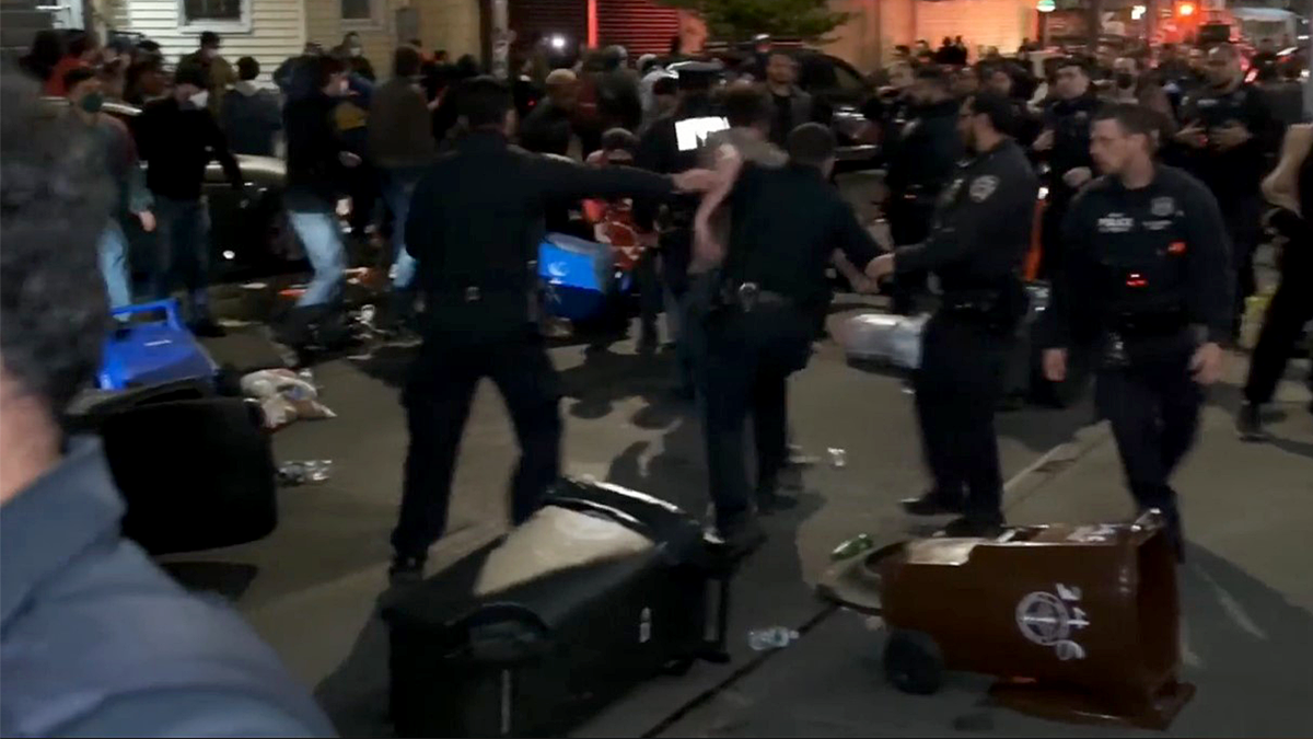 NYPD officers responding to an anti-ICE protest in Brooklyn